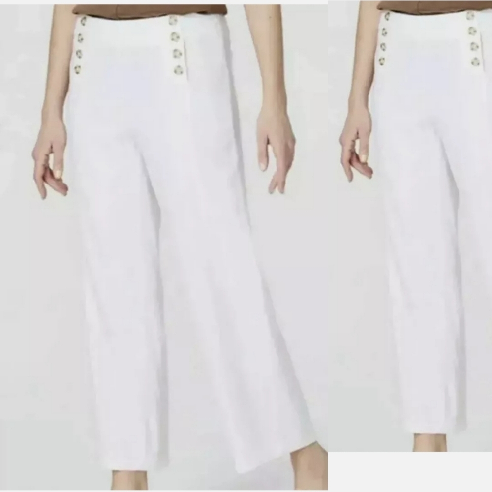 NWT J. Jill White Linen Blend Cropped Pants 6P